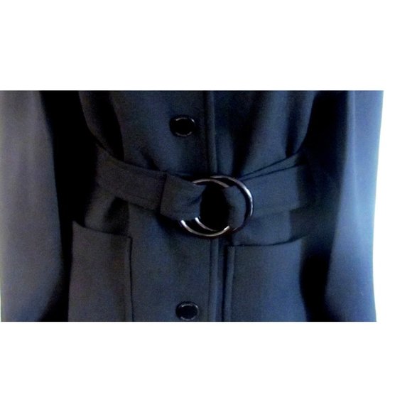 Michael Kors Black Wool Blend Designer Trench Belted Cape Size Large - Picture 7 of 11